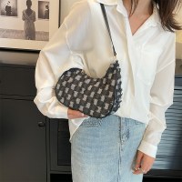 新しいシングルショルダークロスボディデニムバッグブルー大容量キャンバスファッション多用途ポータブルカジュアル脇の下の女性のバッグ