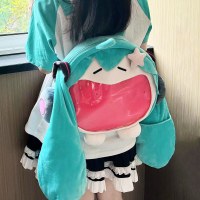 痛みバッグかわいい人形バッグ大容量ぬいぐるみシングルとダブルショルダーバッグミククロスボディバックパックスクールバッグ