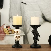 ハロウィーンの装飾ホラースカルクロウ樹脂ろうそく立ホームデスクトップパーティーの装飾装飾