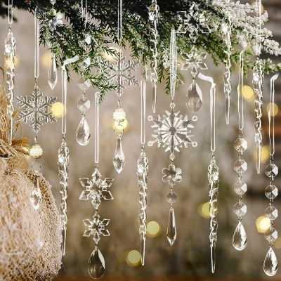 クリスマスデコレーション用品クリスマスアイススティック、透明な雪片、アイスエッジ、アクリルフェイクアイスピック