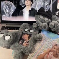 セメント猫プラスチック製ぬいぐるみカード ホルダー ポラロイド ID カード ディスプレイ ペンダント キャンパス カード