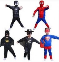 ハロウィン子供衣装スパイダーマンバットマンスーパーマンマント服スーツ長袖プロムキャラクター衣装パフォーマンス