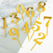 アクリルインサート10個、デジタルハッピーバースデーケーキインサート、ベーキングケーキデコレーションオーナメント。