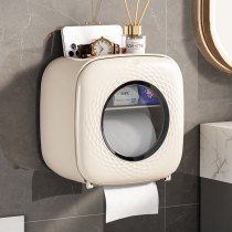 バスルームティッシュボックス、トイレ穴なし壁掛けティッシュボックス、二重防水防塵ティッシュ収納ボックス