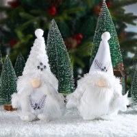新しいぬいぐるみドワーフ立ち人形クリスマス ホワイト ルドルフ顔のない人形デスクトップ飾り