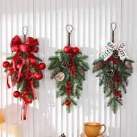 逆さまのクリスマス ツリー ドア吊り弓装飾雰囲気シミュレーション籐植物ドア吊り