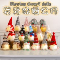 クリスマスデコレーション ライト付きクリスマススパンコール ルドルフ人形 クリスマス輝く顔のないドワーフ人形の装飾品