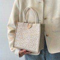 女性のための手持ちのリネンバッグ、ファッショナブルなスタイル、仕事に出かけるときのランチバッグの持ち運び、和風の小さなショルダーバッグ