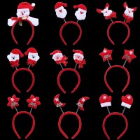 クリスマスヘッドバンドヘラジカの枝の角 5 つ星ヘッドバンドクリスマス装飾子供用プラスチックヘッドバンドパーティー装飾用品