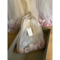 春夏デイリーアプリコットメッシュフラワー多用途トートバッグ手作り生地旅行ビーチ休暇キャンプ大型バッグ