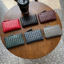 新しい本革小銭入れショート女性のシープスキン手織りジッパー大容量カードホルダー