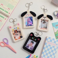 イン漫画子犬かわいいぬいぐるみカードホルダー女の子 3 インチポラロイドカードホルダースターフォトカードディスプレイペンダント
