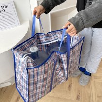 織物移動チェック柄バッグ肥厚防水ダッフルバッグポータブル織物包装袋大型収納袋