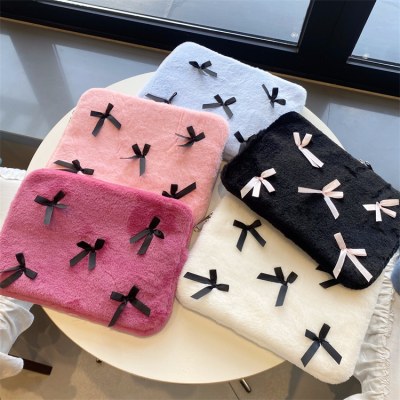 韓国インかわいい弓ぬいぐるみコンピュータ収納袋 11/13/15 インチラップトップライナーバッグ女性のための