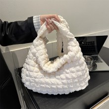 韓国語版インプリーツクラウドトートバッグトレンディな大容量ソフトクロスボディバッグ女の子無地シンプルなパフバッグ