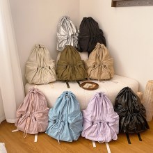 日本と韓国の新しいバックパック、実用的な大容量、韓国の新しい巾着ニッチカジュアル学生ランドセル、洗浄生地