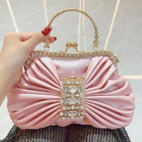 フランスの妖精の光沢のある手がちりばめられたダイヤモンド パーティー ケリー バッグ リボン イブニング バッグ ショルダー クロスボディ バッグ
