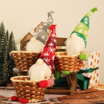 ヨーロッパとアメリカの新しいクリスマス装飾顔のない老人キャンディーバスケット竹の小さなバスケットクリエイティブホームギフト