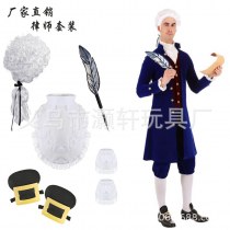 フェスティバルドレス ccosplay ワシントン弁護士かつらクイルレース袖袖口靴カバー靴バックルセット