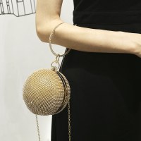 手作りボールイブニングバッグ、ゴールドとシルバーのダイヤモンドチェーンイブニングバッグ、光沢のあるラインストーンブレスレット、ハンドバッグ