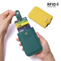 ラミネート引き出しカードホルダー本革新しい rfid 名刺ホルダーカードホルダーポータブル超薄型小銭入れコンパクト女性
