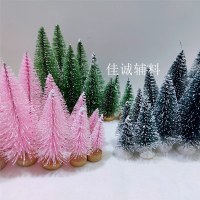 ピンクとグリーンのミニクリスマスツリー、接着剤に雪のグリッター、タピン、デスクトップデコレーション、小さなクリスマスツリー5-12.5cm