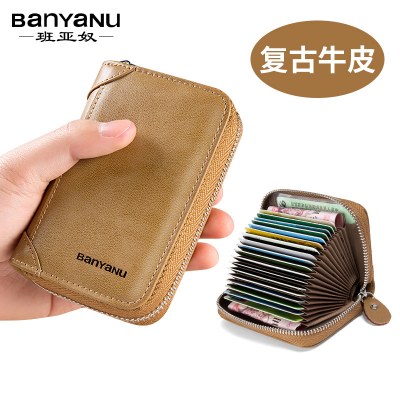 カードバッグ メンズ 本革 マルチカードスロット 消磁ジッパー 小型カードバッグ 超薄型 運転免許証 運転免許証カードホルダー 男性用