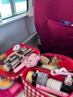 ly かわいいタギタピウサギチェック柄化粧品バッグ女性の新しいスタイルのポータブル大容量トイレタリーバッグ外出用