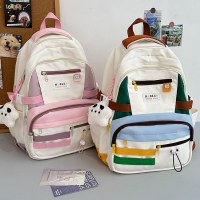 日本インズかわいいコントラストカラー中学生ランドセル女子高校生大容量ニッチバックパックコンピュータバックパック