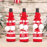 新しいクリスマス装飾ニットウールボールワインセット赤ワインシャンパンセットワインボトルバッグテーブル装飾