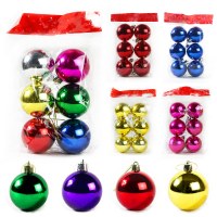クリスマス装飾 3/4/5/6/8 センチメートル電気メッキプラスチック明るいカラフルなクリスマスボールクリスマスツリーの装飾ペンダント