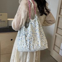 夏イン花柄キャンバスバッグ女性の大容量ショルダーハンドキャリー通勤ベストバッグショッピングショッピングバッグ