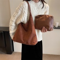 ハンドバッグ ヨーロッパとアメリカのレトロなソフトスエードショルダーバッグシンプルカジュアルな質感多目的通勤トートバッグ