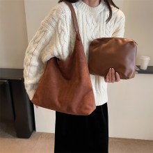 ハンドバッグ ヨーロッパとアメリカのレトロなソフトスエードショルダーバッグシンプルカジュアルな質感多目的通勤トートバッグ