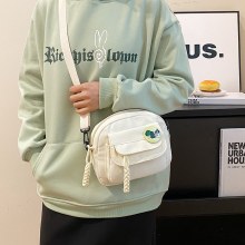 キャンバスバッグ女性のための和風小さな新鮮な無地のシンプルなバッグ女子学生カジュアルショルダーバッグ携帯電話バッグ小さなショルダーバッグ