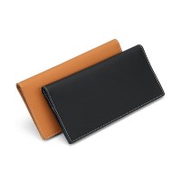 ニューシンプルウォレット、極薄マルチカードスロットカードホルダー、メンズボタン式一層牛革長財布