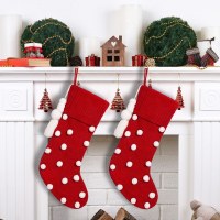 クリスマス新しい白ぬいぐるみボールボールタッセルレッドクリスマスストッキング装飾お祭り雰囲気ペンダント