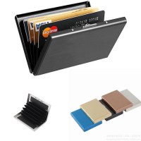 卸売カードボックスステンレス鋼カードホルダークレジットカードボックス黒ステンレス鋼銀行カードボックス金属カードホルダー