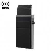 サイドプッシュ金属カードボックス RFID 盗難防止ブラシアルミ合金カードホルダー銀行カードホルダー保護カバー超薄型名刺ボックス
