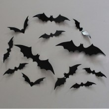 12 個ハロウィン黒コウモリ壁ステッカー 3D ステッカーリビングルームの背景の壁の装飾レイアウトコウモリステッカー装飾ステッカー
