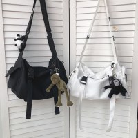 イン和風原宿ダーク風機能作業服キャンバスバッグ女性韓国オールマッチソリッドカラー学生ショルダークロスボディバッグ