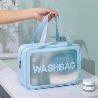 新しい PU 防水化粧品バッグポータブル ins スタイル収納袋旅行大容量透明トイレタリーバッグ女性のための