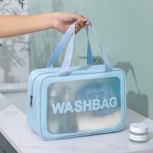 新しい PU 防水化粧品バッグポータブル ins スタイル収納袋旅行大容量透明トイレタリーバッグ女性のための