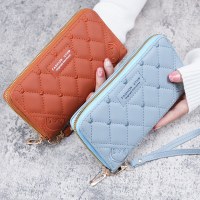 夏の新しいハンドバッグ新鮮で甘いミッドレングスの女性の財布カラー PU レザー刺繍財布