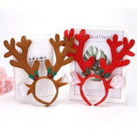 クリスマス用マルチホーンブラウンイヤーアントラーズ、レッドベル肥厚アントラーズヘッドドレス、クリスマス用アントラーズカチューシャ在庫あり