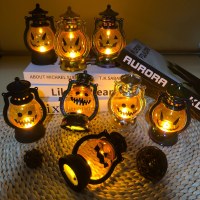 ハロウィン装飾カボチャランタンレトロイースタープラスチック電子キャンドルポータブルカボチャランタン電気メッキアメリカンスタイルウィンドランタン