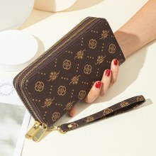 ダブルジッパークラッチ新しいプリント財布女性の長いヨーロッパとアメリカの大容量二層財布携帯電話小さなバッグ