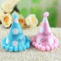 赤ちゃん 1 歳のポンポン誕生日帽子子供の誕生日パーティーフェスティバルドレス水玉紙帽子ポンポン帽子卸売