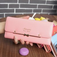 新しいスタイルのレディース財布韓国風バックルかわいい女子学生財布リボンロングリベット財布