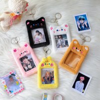 冬の漫画の毛皮で覆われたとかわいいひよこグー カード ホルダー学生ソフトかわいい動物カード ホルダー スター カード ホルダー女性